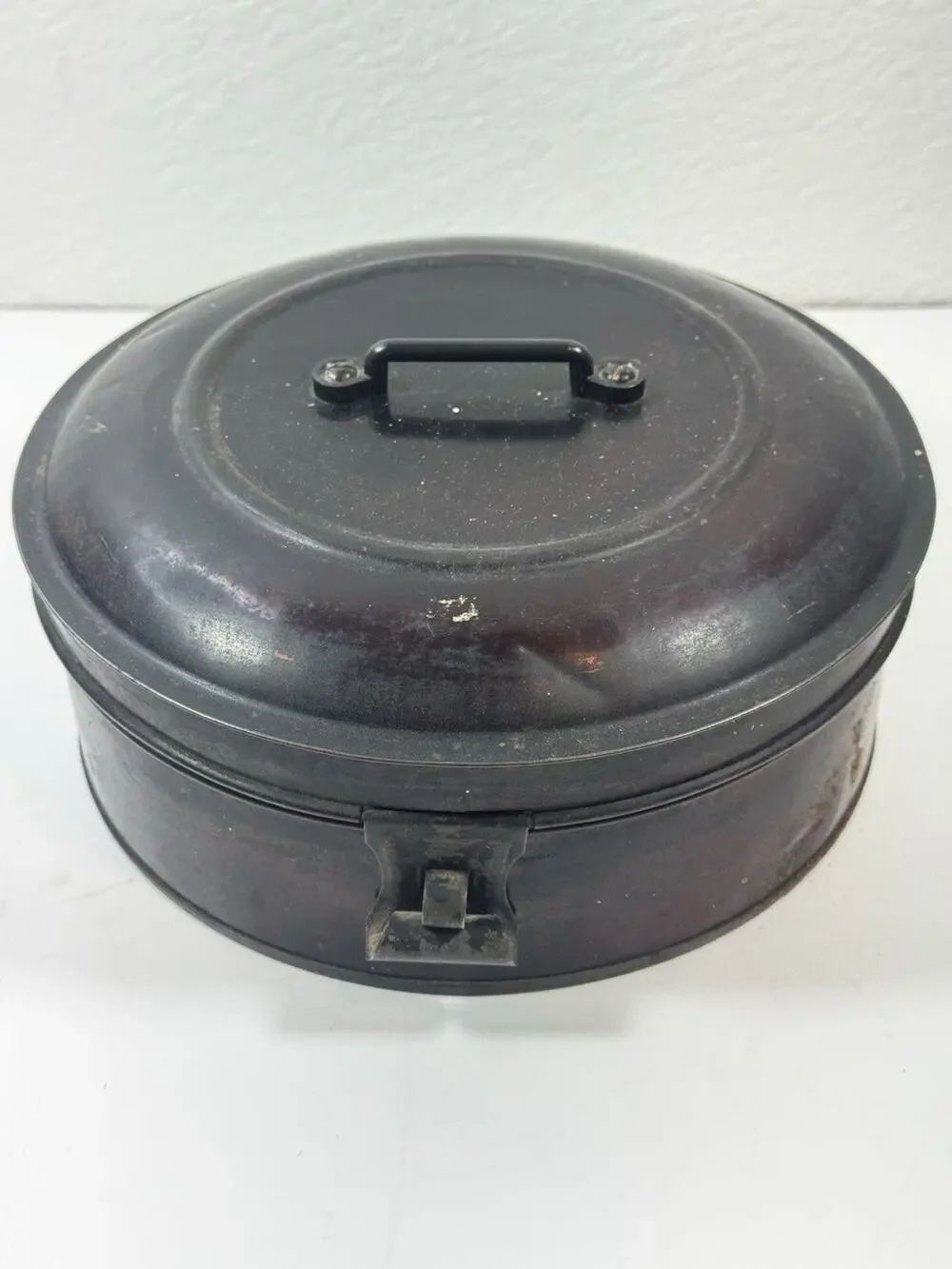 Early Tin Tole Painted Spice Box Kitchen Canister Set Tote